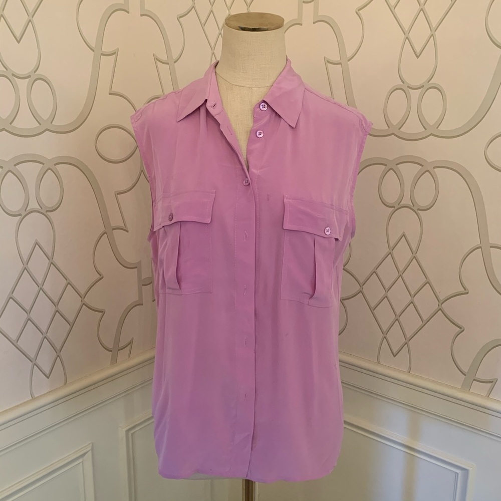 Equipment Sleeveless Slim Signature Blouse Purple